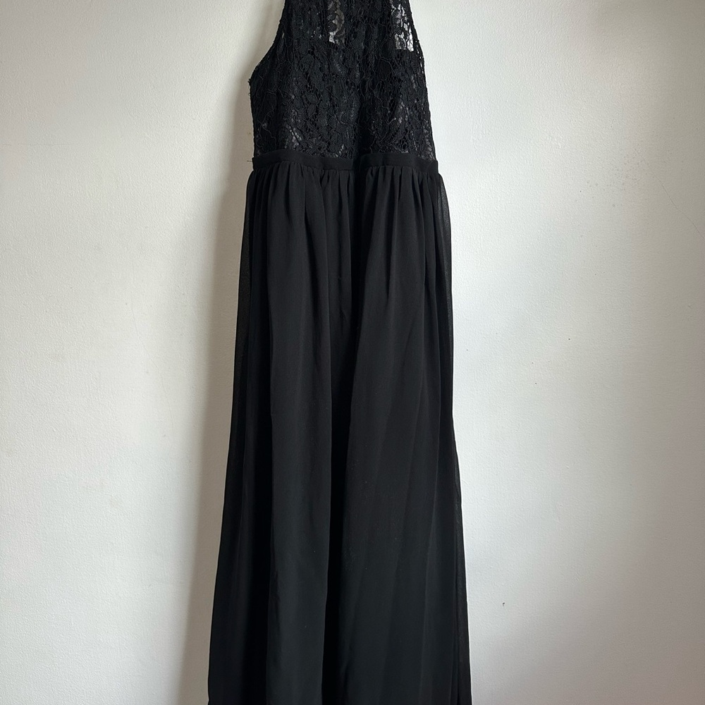 Kids Black Formal Dress with Lace Detail